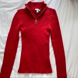 Red quarter zip long sleeve